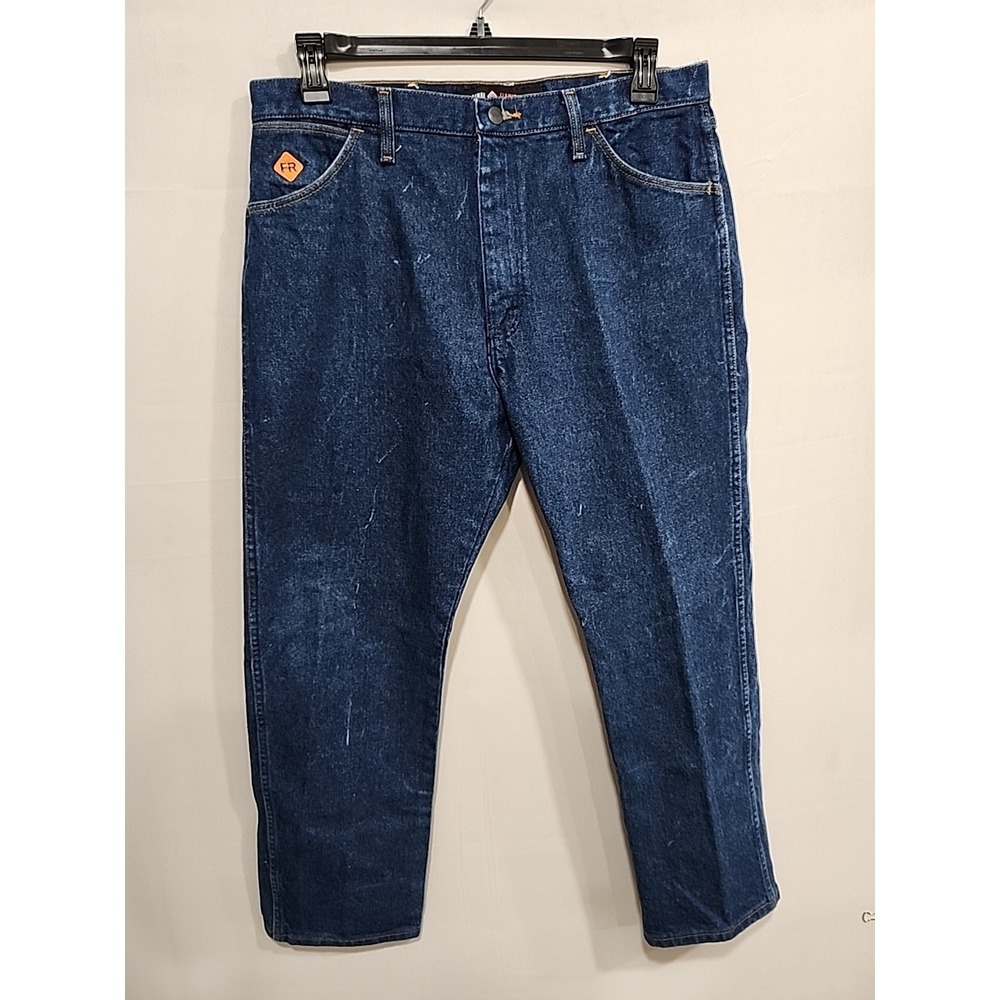 Wrangler FR Flame Resistant Jeans Mens Size 36x30 Blue Denim 29" Inseam 5 Pocket